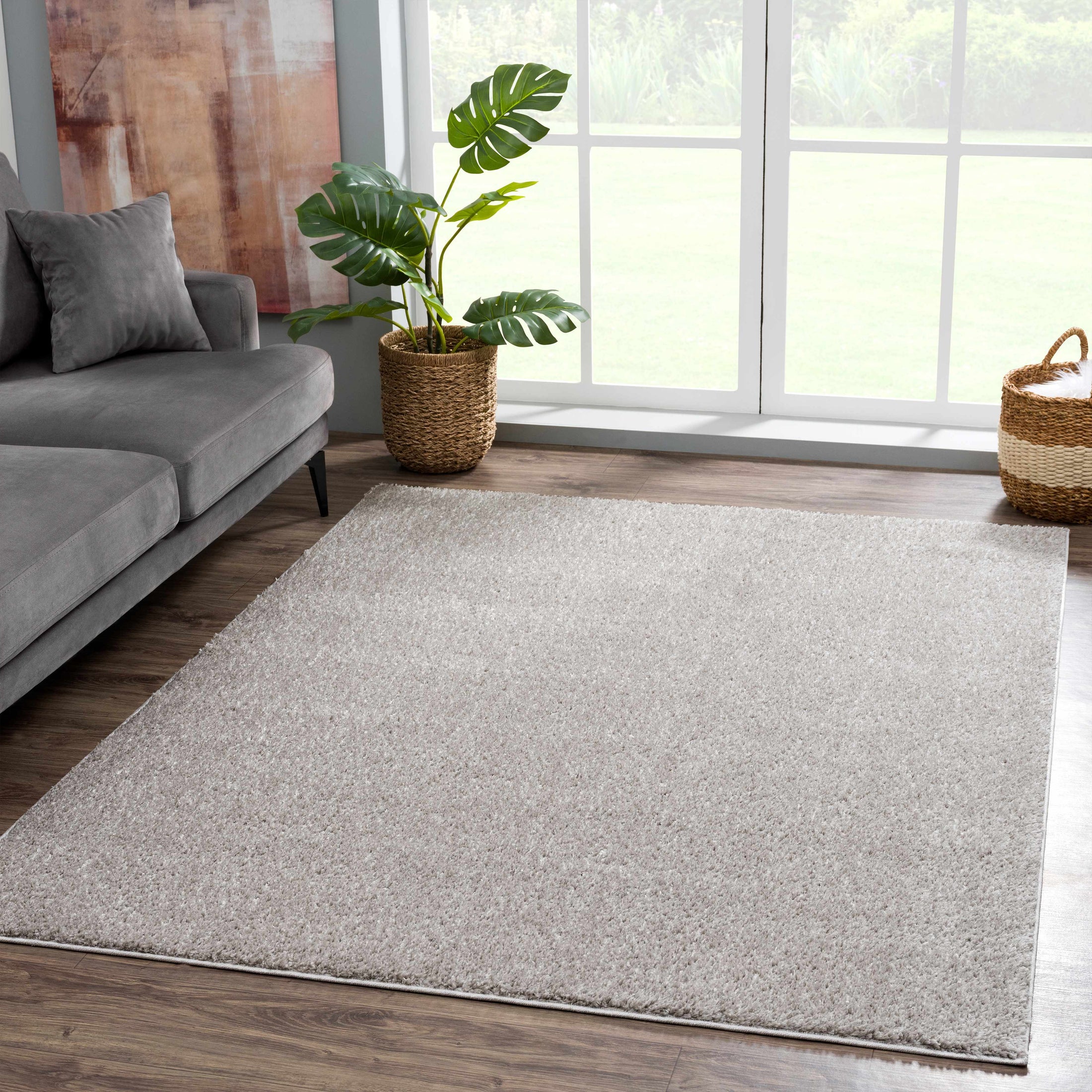 Judy Solid Gray Washable Shag Rug