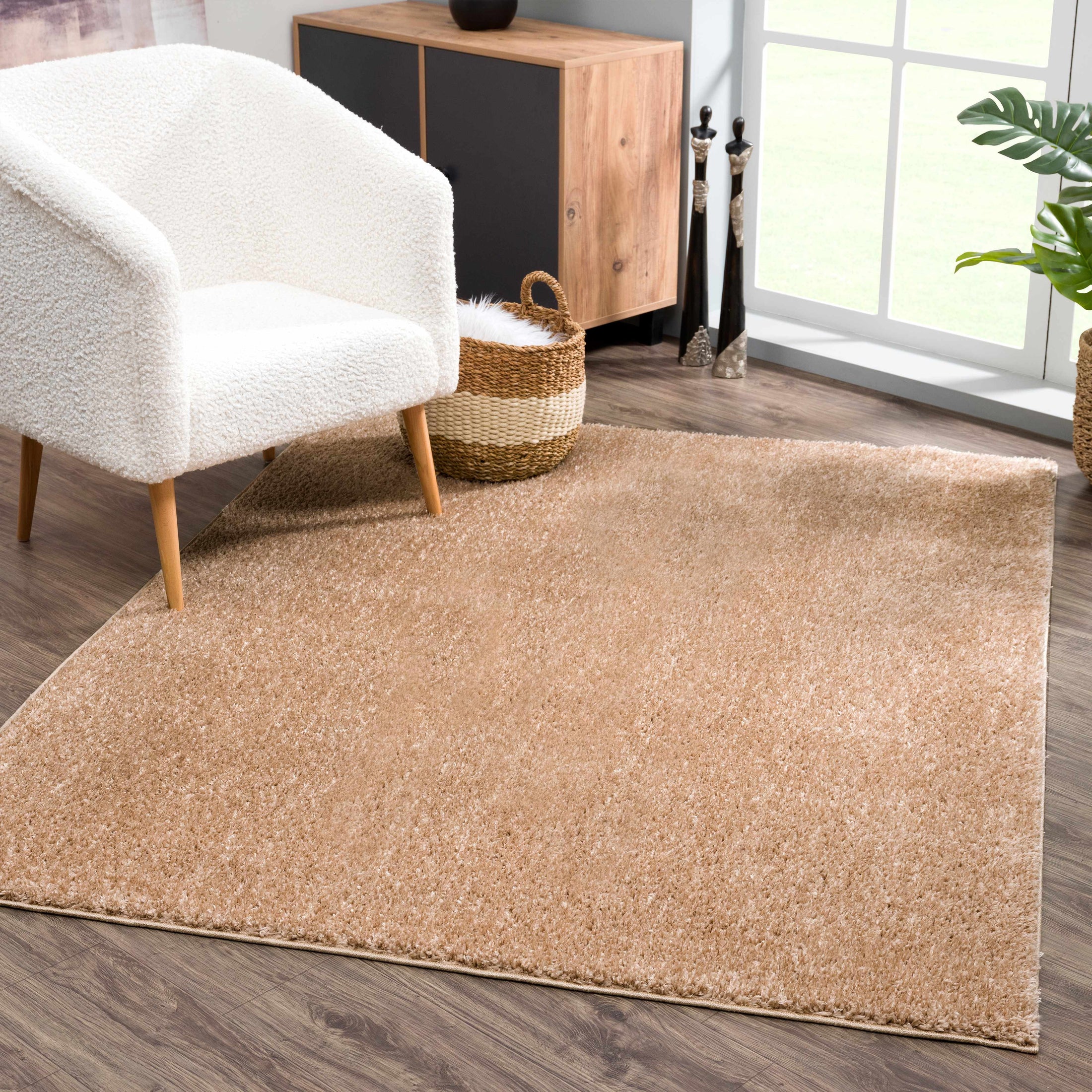 Judy Solid Brown Washable Shag Rug