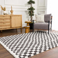 Load image into Gallery viewer, Kieu Black & White Checkered Shag Rug
