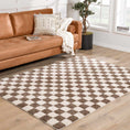 Load image into Gallery viewer, Canika Brown Washable Checkered Area Rug
