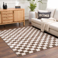 Load image into Gallery viewer, Canika Brown Washable Checkered Area Rug
