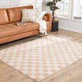 Load image into Gallery viewer, Canika Beige Washable Checkered Area Rug
