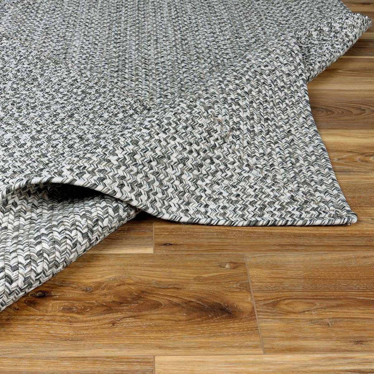 Cream Charcoal Braided Faux Jute Rug