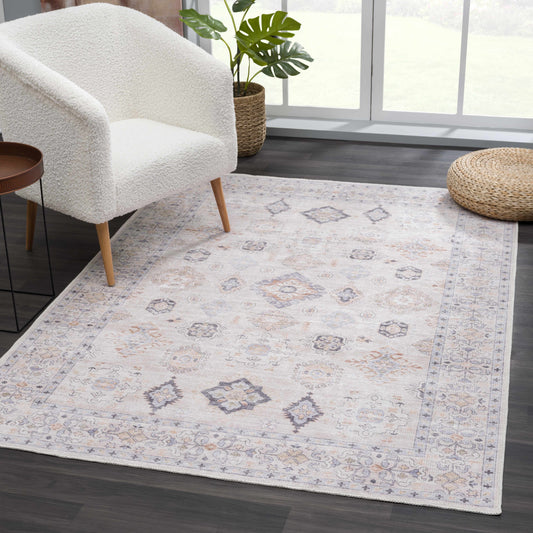 Beige Beckett Vintage Washable Area Rug