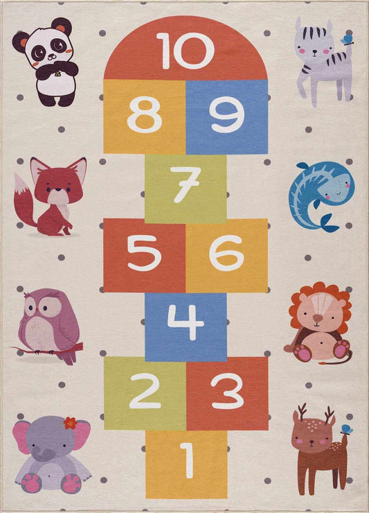 Lundy Washable Kids Hopscotch Colorful Rug