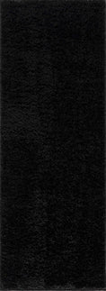 Load image into Gallery viewer, Faina Solid Black Shag Rug Washable
