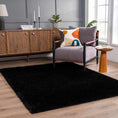 Load image into Gallery viewer, Faina Solid Black Shag Rug Washable
