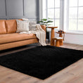 Load image into Gallery viewer, Faina Solid Black Shag Rug Washable
