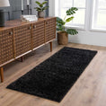 Load image into Gallery viewer, Faina Solid Black Shag Rug Washable
