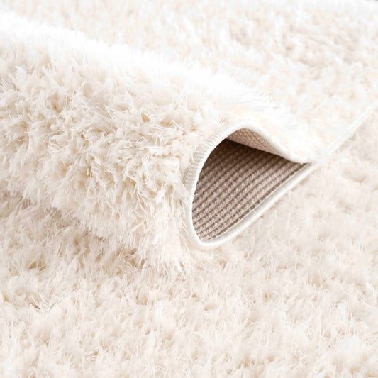 Faina Solid Cream Shag Rug Washable