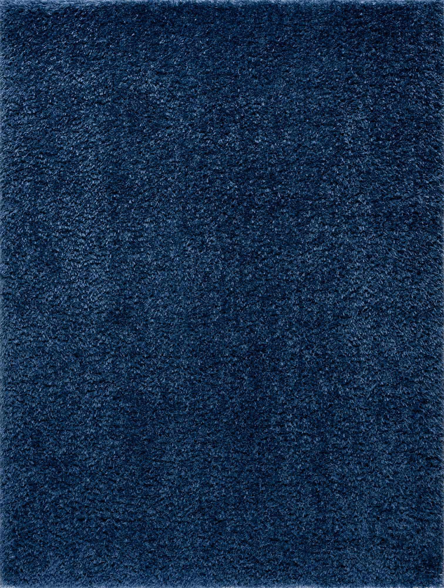 Faina Solid Dark Blue Shag Rug Washable