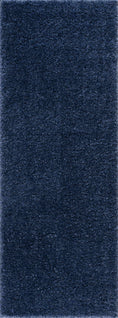 Load image into Gallery viewer, Faina Solid Dark Blue Shag Rug Washable
