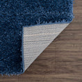 Load image into Gallery viewer, Faina Solid Dark Blue Shag Rug Washable
