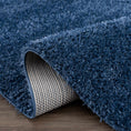 Load image into Gallery viewer, Faina Solid Dark Blue Shag Rug Washable
