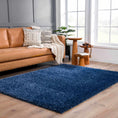 Load image into Gallery viewer, Faina Solid Dark Blue Shag Rug Washable
