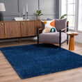 Load image into Gallery viewer, Faina Solid Dark Blue Shag Rug Washable
