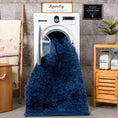 Load image into Gallery viewer, Faina Solid Dark Blue Shag Rug Washable
