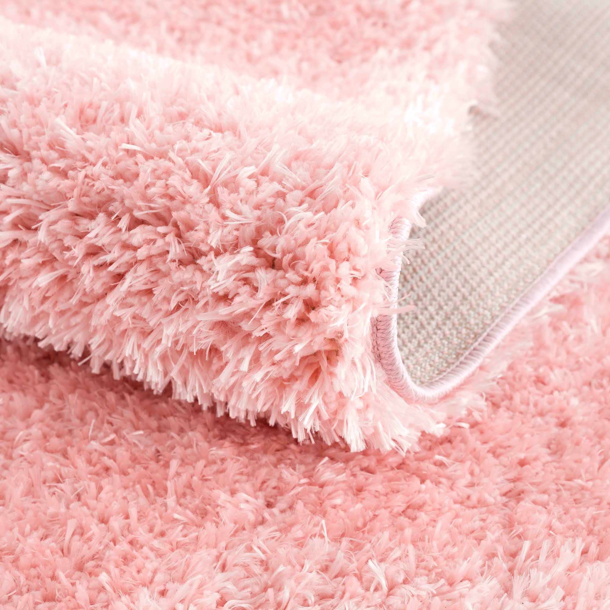 Faina Solid Pink Shag Rug Washable