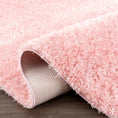 Load image into Gallery viewer, Faina Solid Pink Shag Rug Washable
