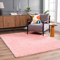 Load image into Gallery viewer, Faina Solid Pink Shag Rug Washable
