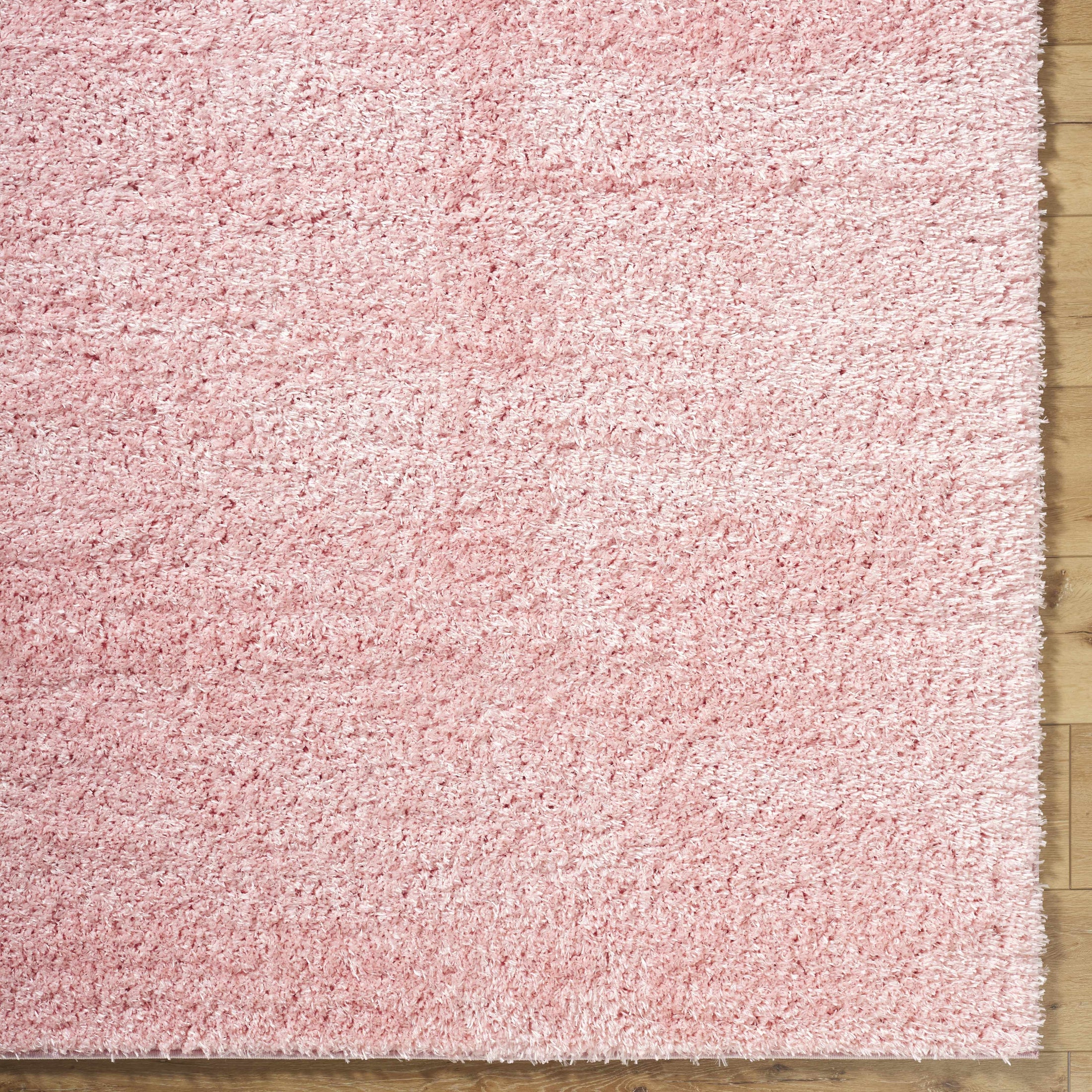 Faina Solid Pink Shag Rug Washable