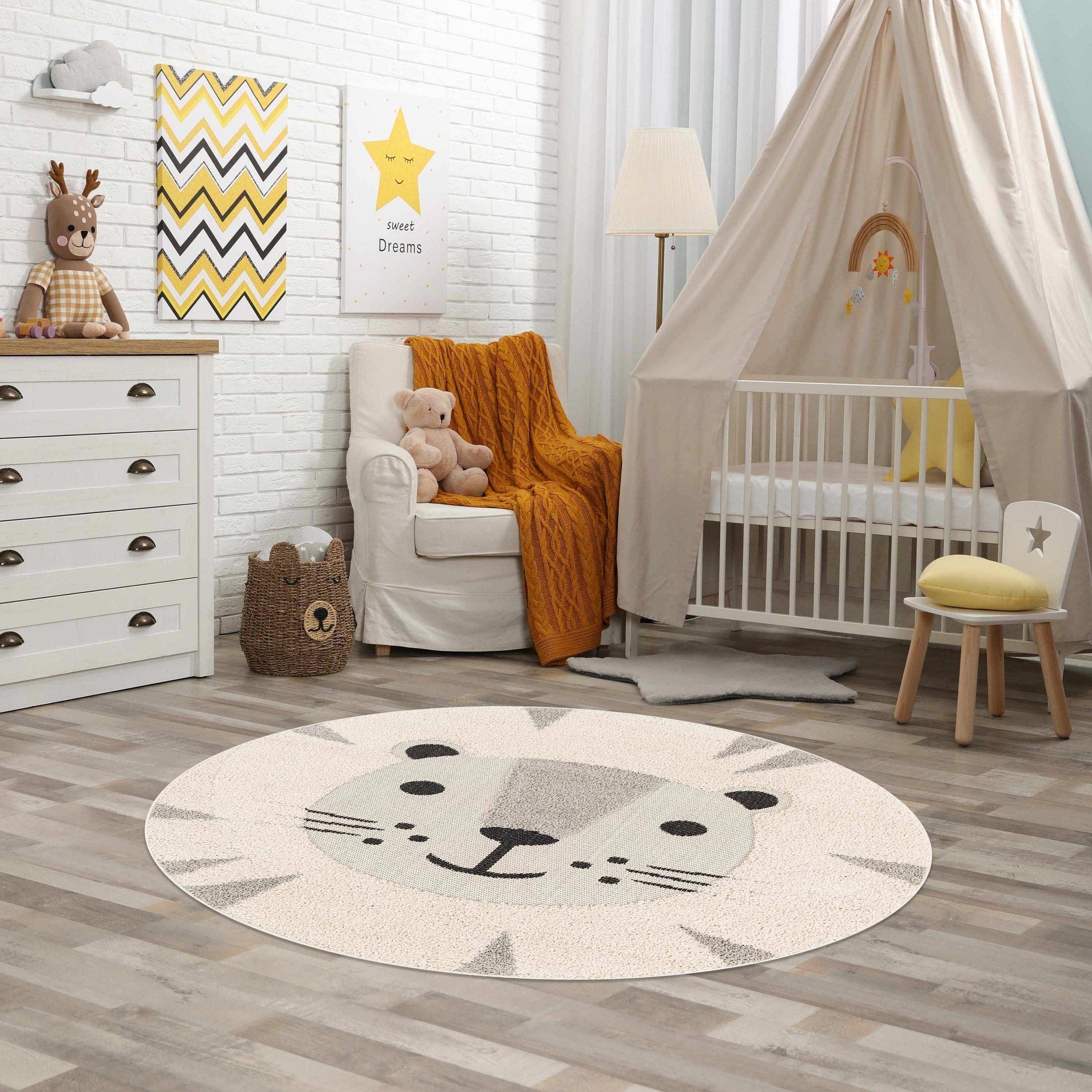 Kids Lion Animal Print Nursery Area Rug - Clearance