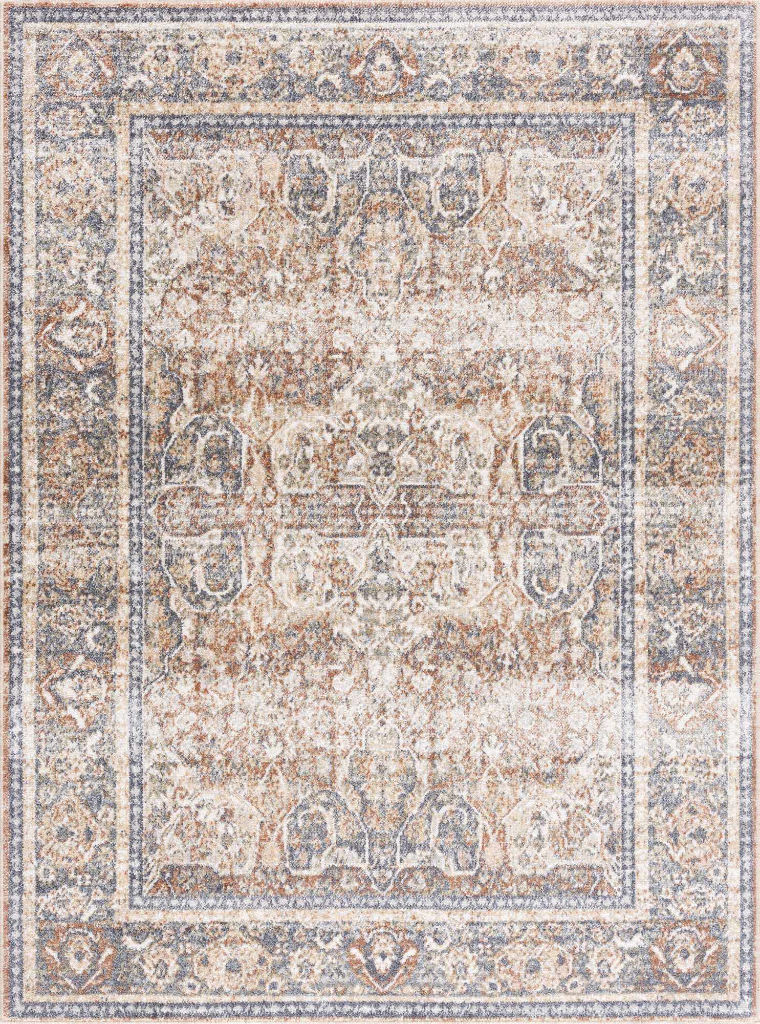 Arias Beige Blue Washable Area Rug