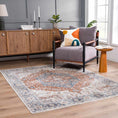 Load image into Gallery viewer, Akram Gray & Orange Washable Area Rug - Clearance
