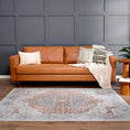 Load image into Gallery viewer, Akram Gray & Orange Washable Area Rug - Clearance
