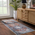 Load image into Gallery viewer, Cabacungan Blue & Rust Washable Area Rug - Clearance
