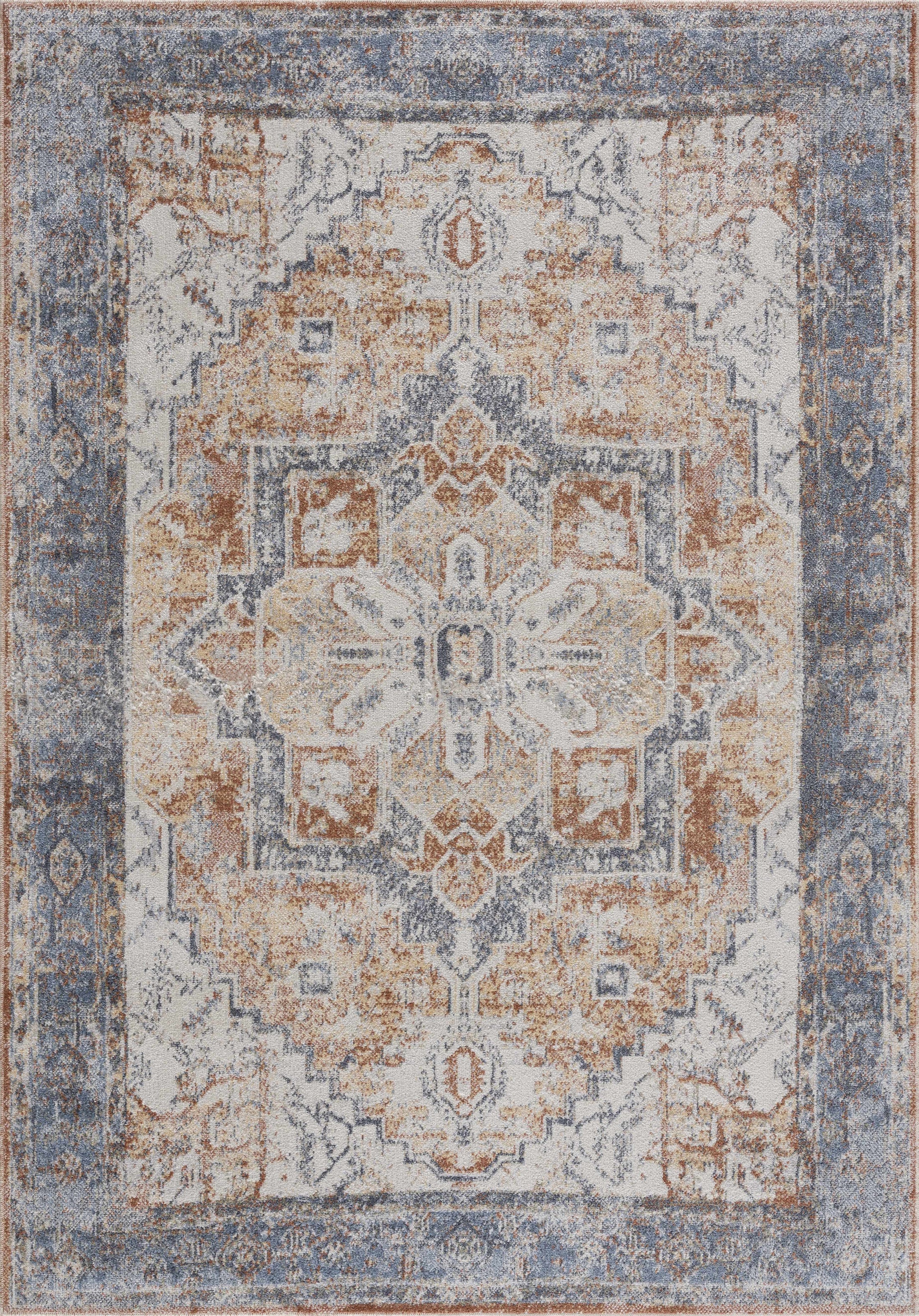 Blue Orange Hera Washable area rug - Clearance