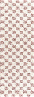 Load image into Gallery viewer, Atira Pink Checkered Shag Rug
