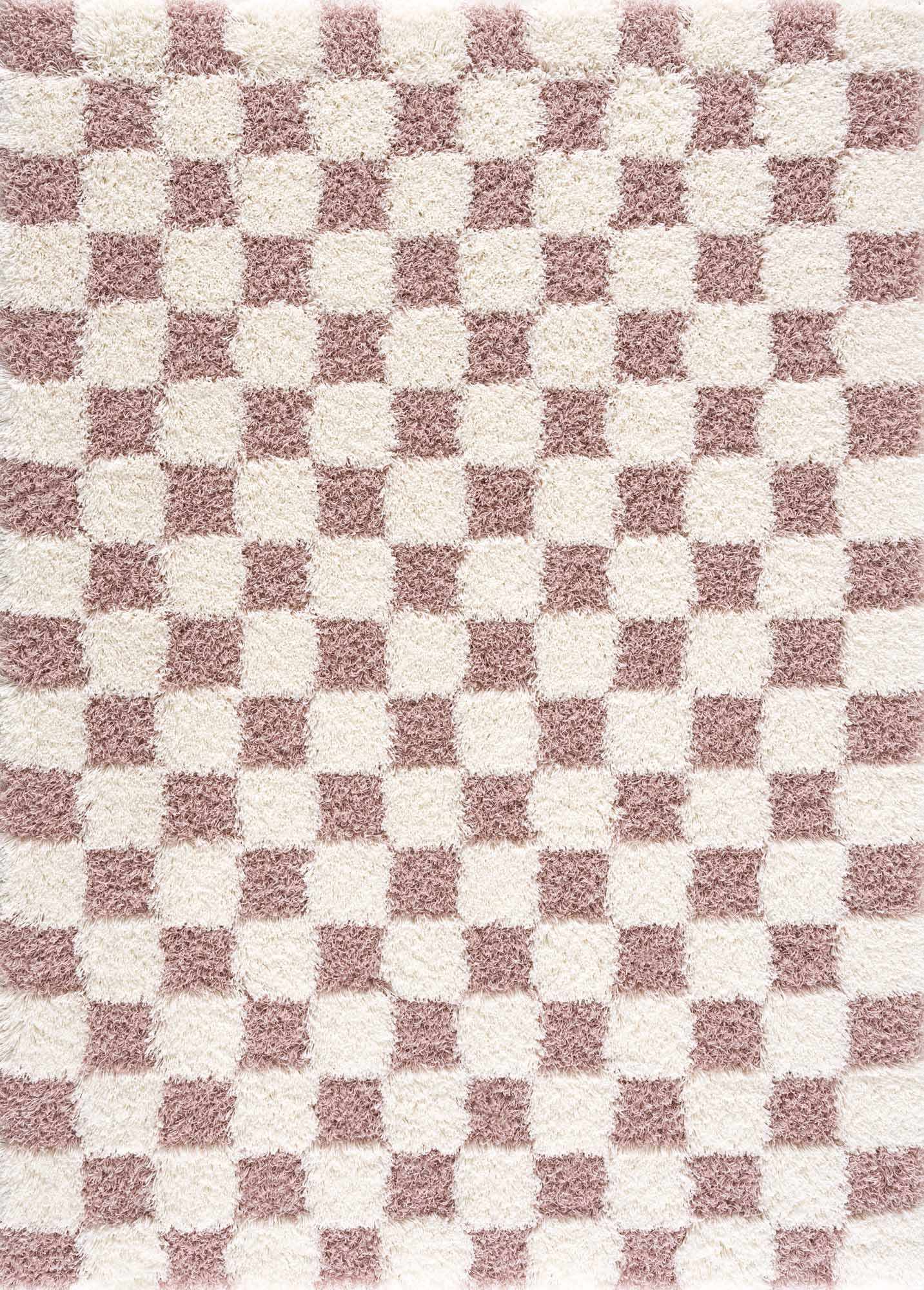 Atira Pink Checkered Shag Rug