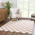 Load image into Gallery viewer, Atira Pink Checkered Shag Rug
