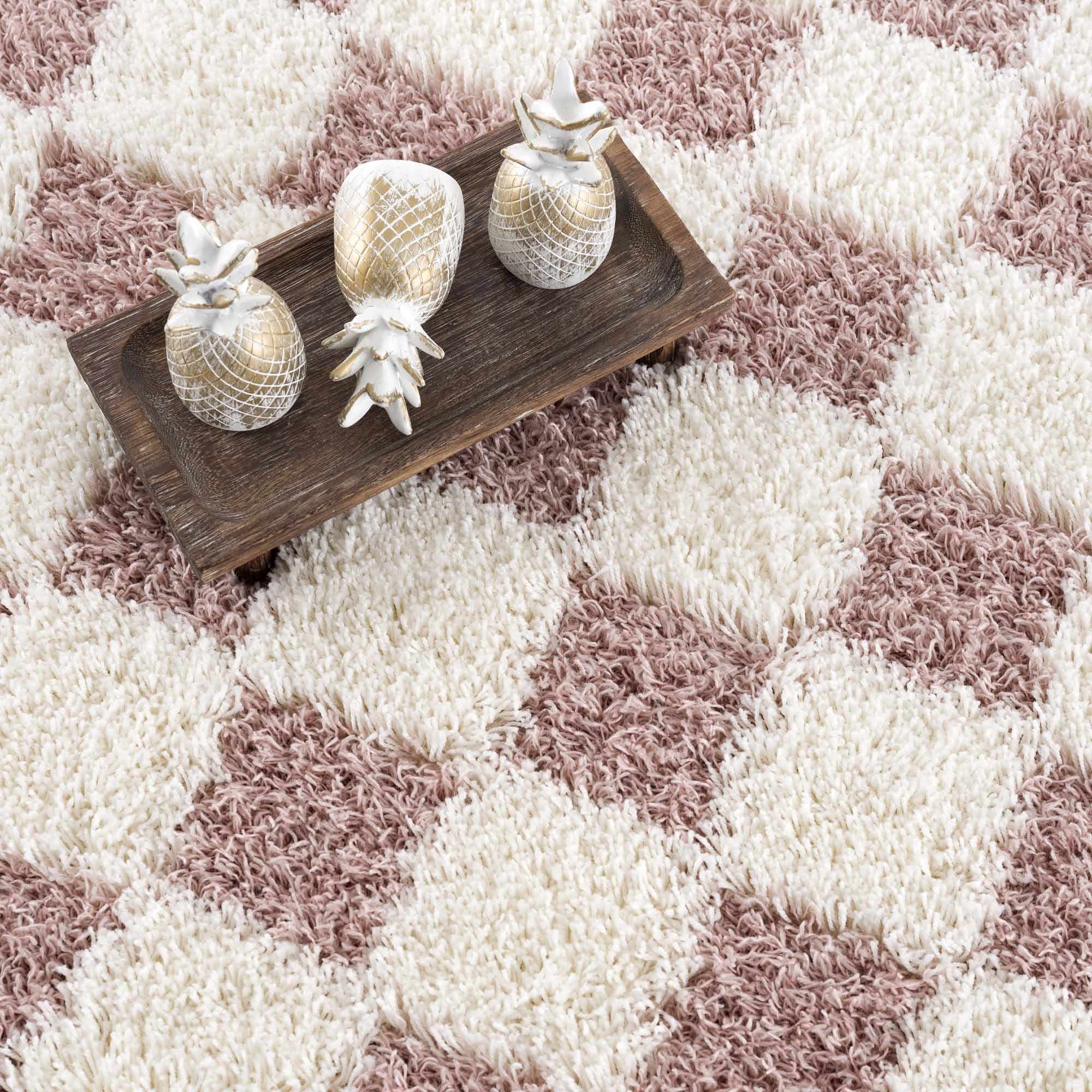 Atira Pink Checkered Shag Rug