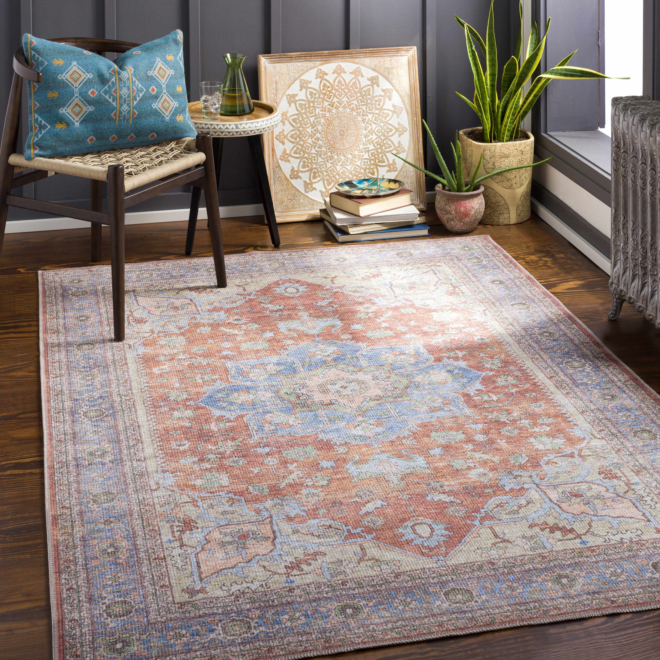 Brown Bagamanoc Medallion Washable Area Rug - Clearance