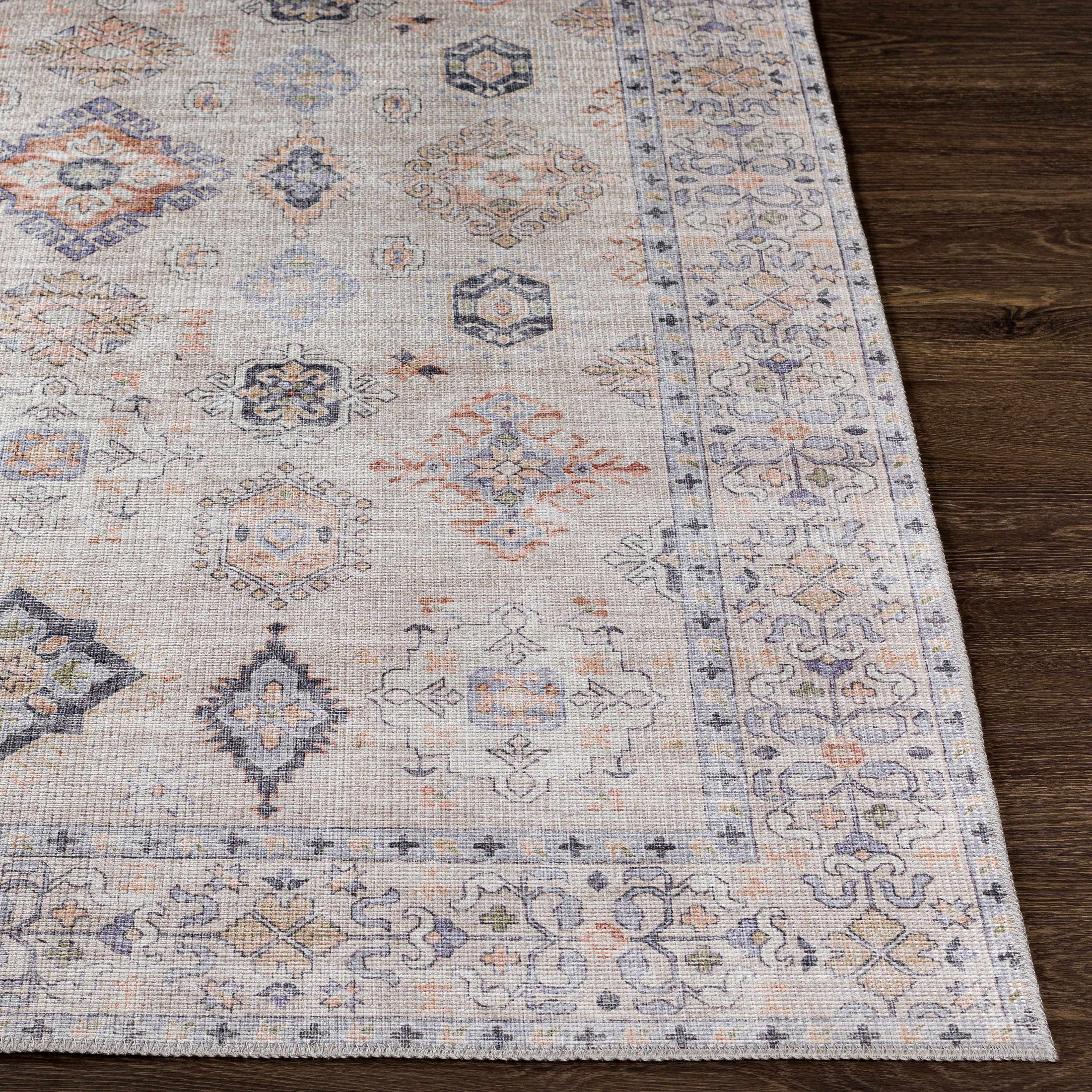 Beige Beckett Vintage Washable Area Rug