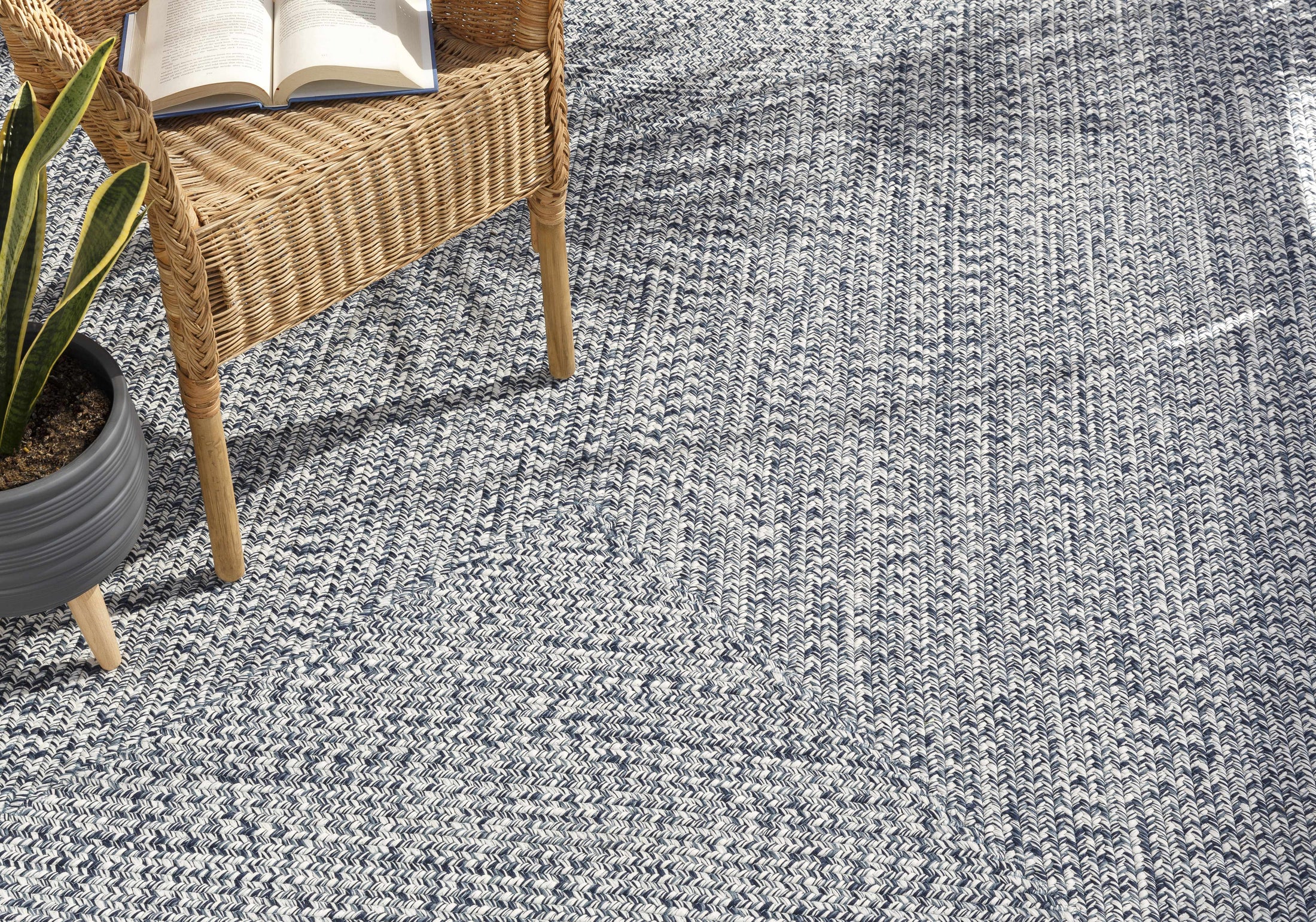 Blue Braided Faux Jute Rug