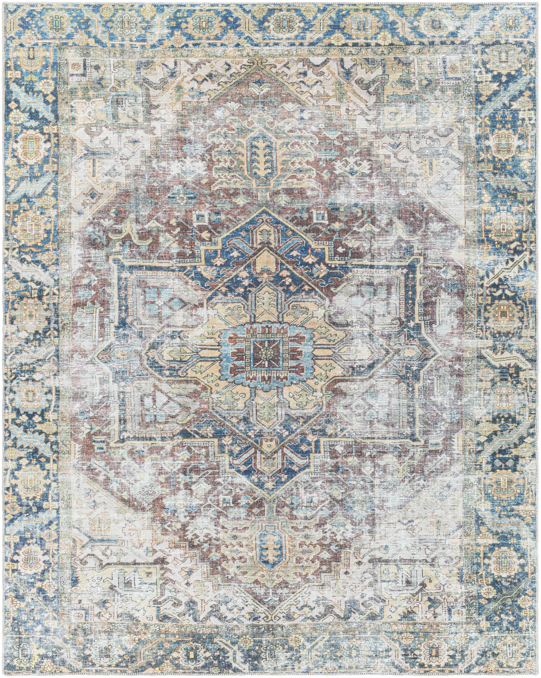 Blue Catigpian Distressed Washable Area Rug - Clearance