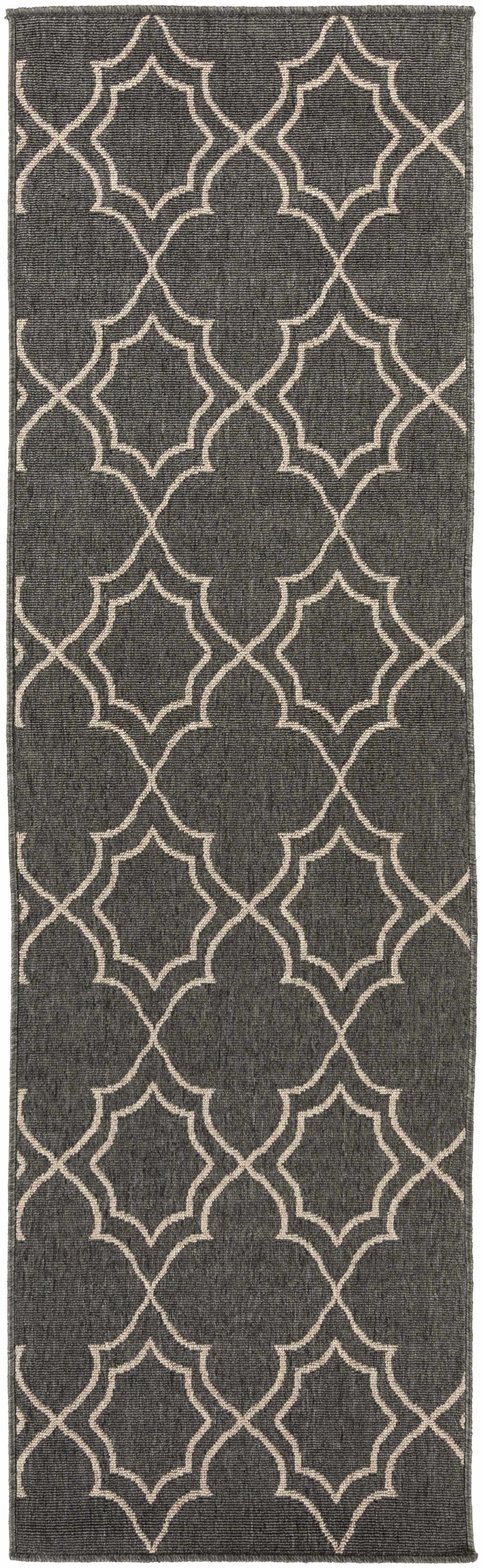 Unique Black Lattice Trellis Outdoor Rug