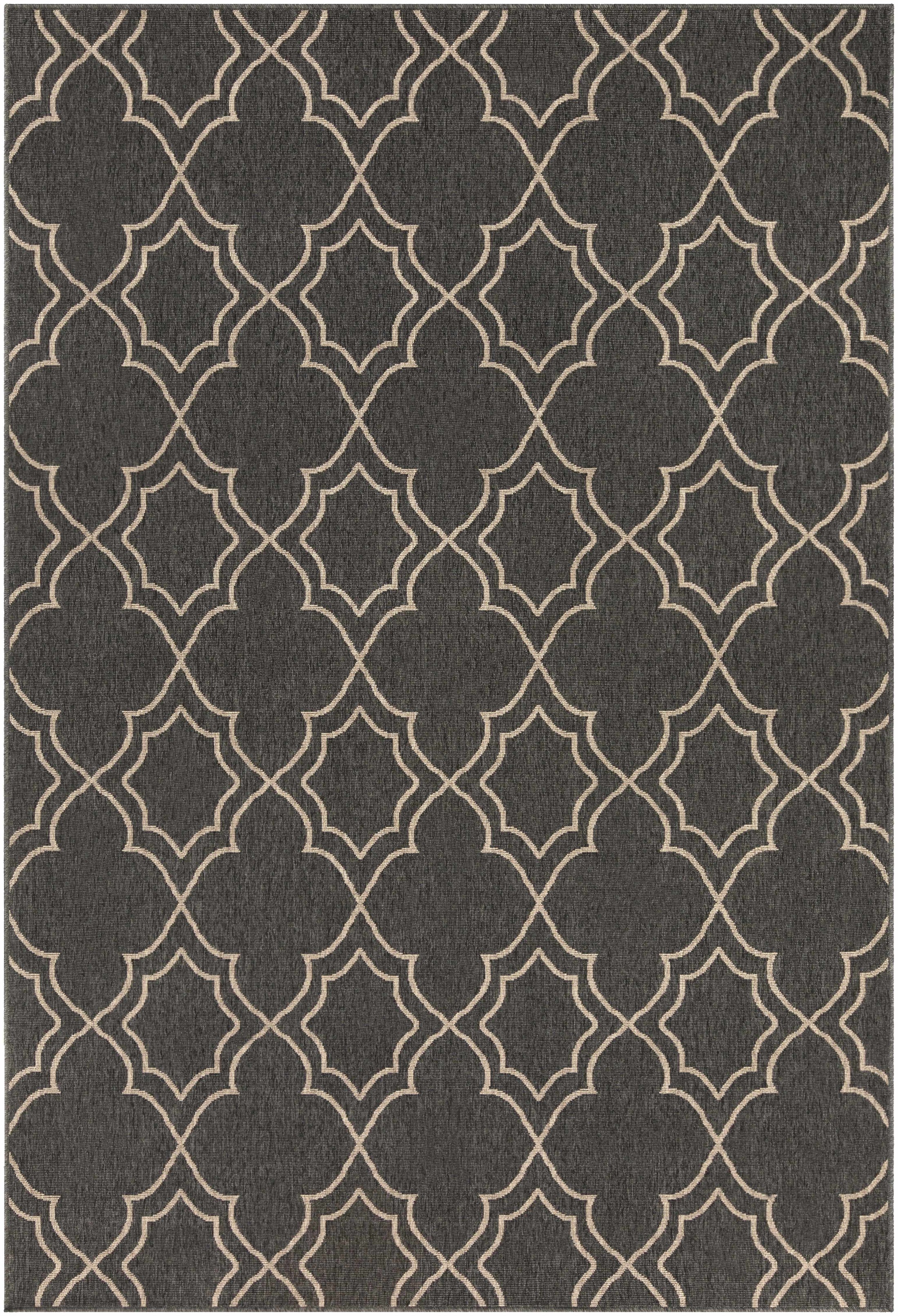 Unique Black Lattice Trellis Outdoor Rug