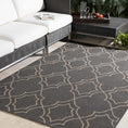 Load image into Gallery viewer, Unique Black Lattice Trellis Outdoor Rug
