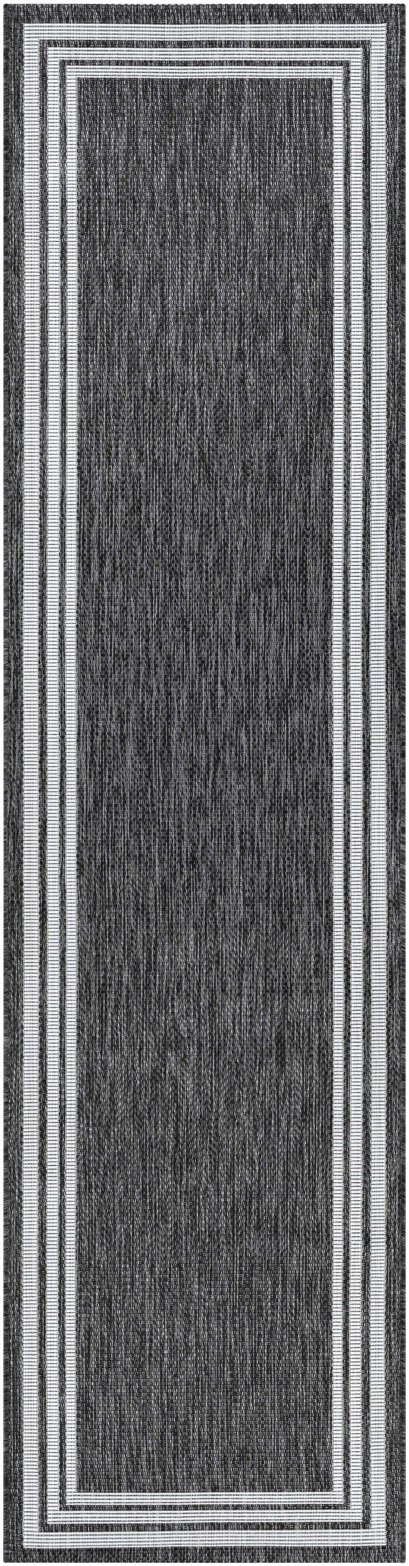 Coonamble Bordered Antrasit Outdoor Rug