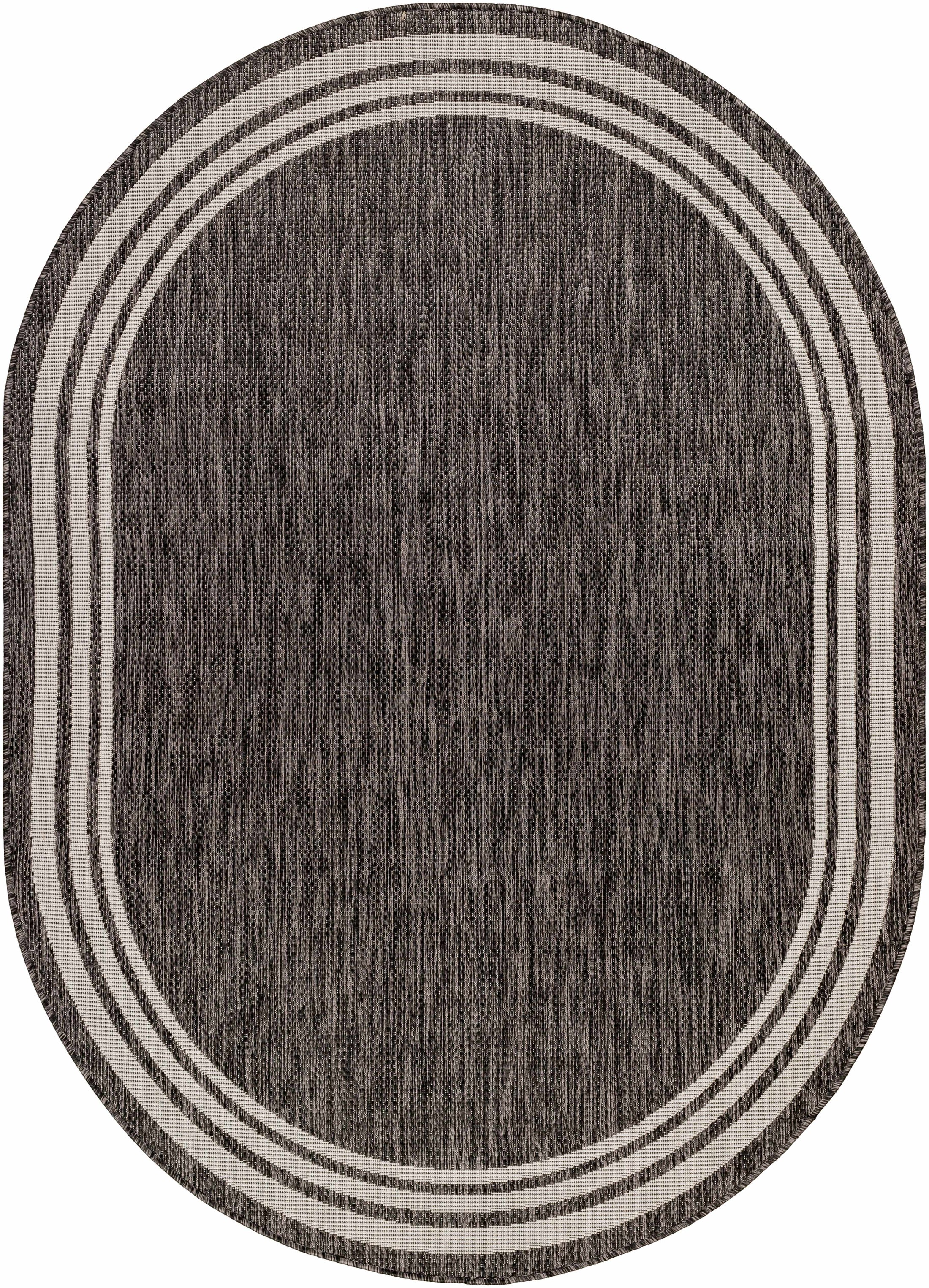 Coonamble Bordered Antrasit Outdoor Rug