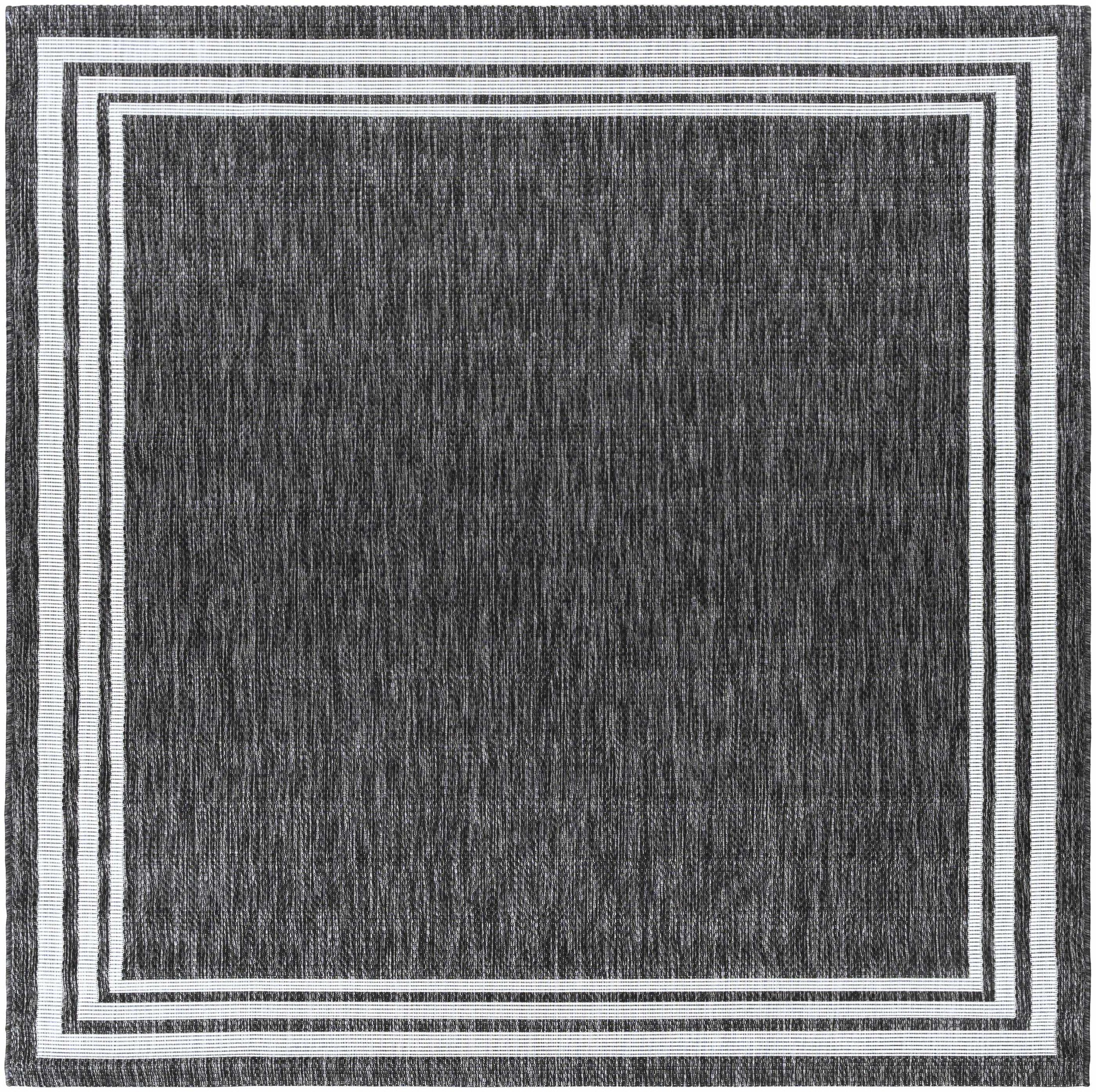 Coonamble Bordered Antrasit Outdoor Rug