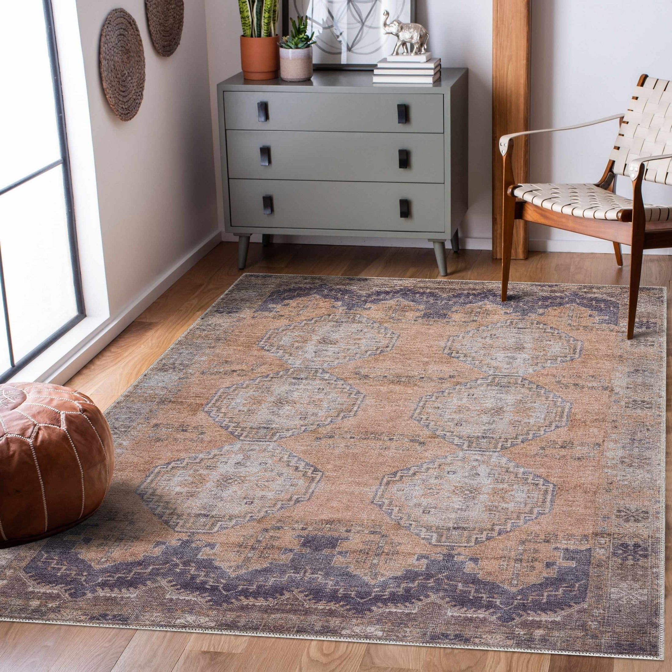 Carrabelle Peach Washable Area Rug - Clearance