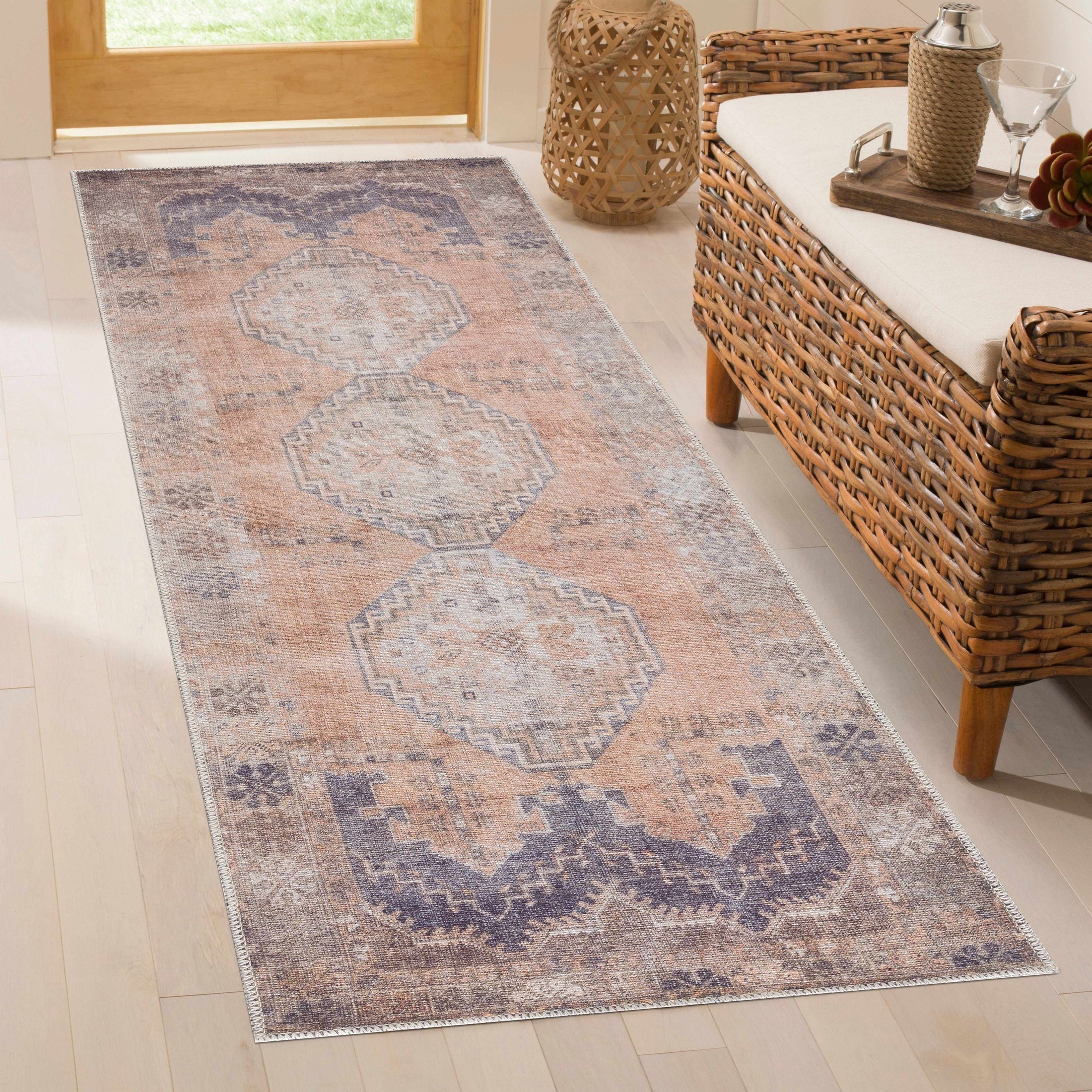 Carrabelle Peach Washable Area Rug - Clearance