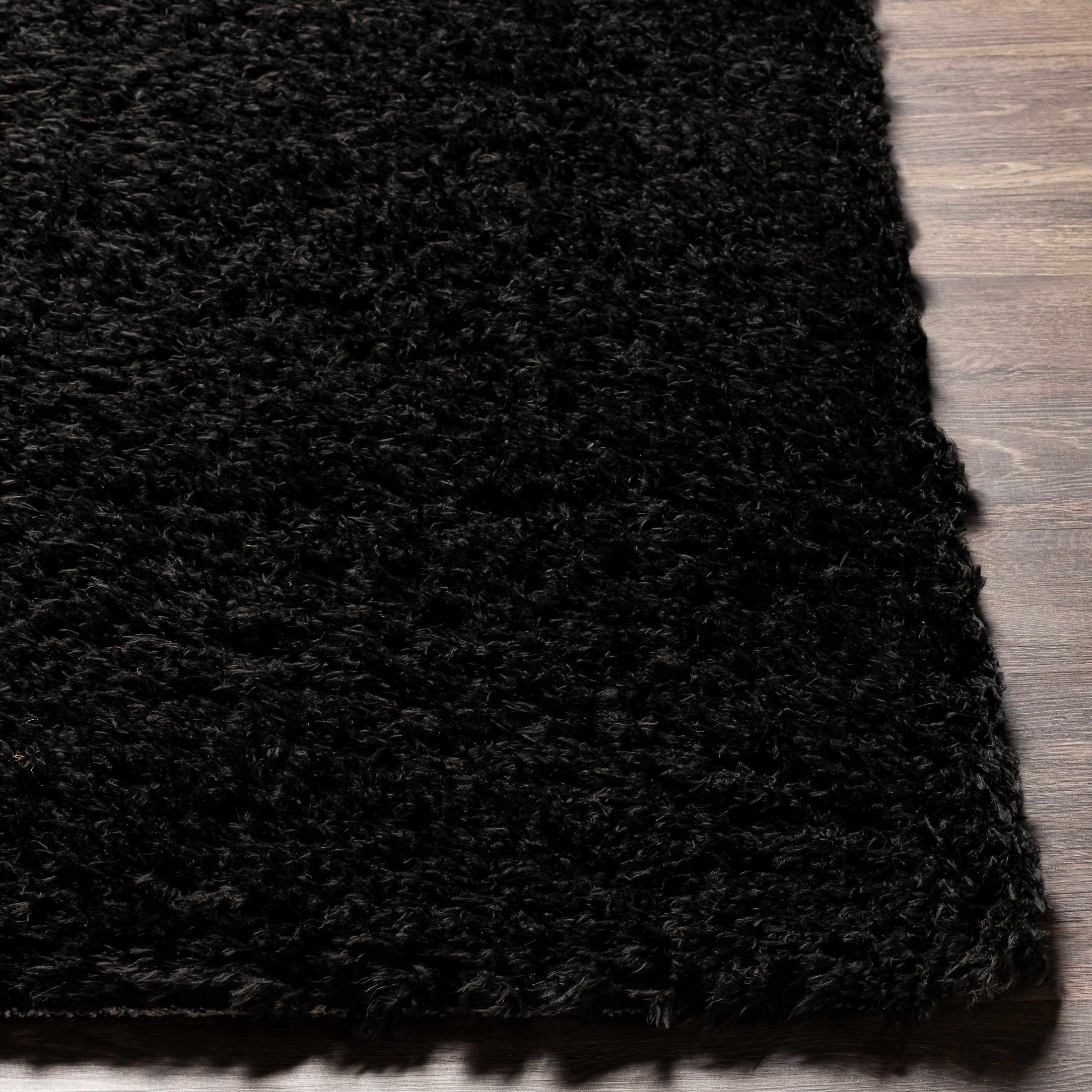 Siari Solid Black Shag Rug