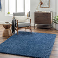 Load image into Gallery viewer, Faina Solid Dark Blue Shag Rug Washable
