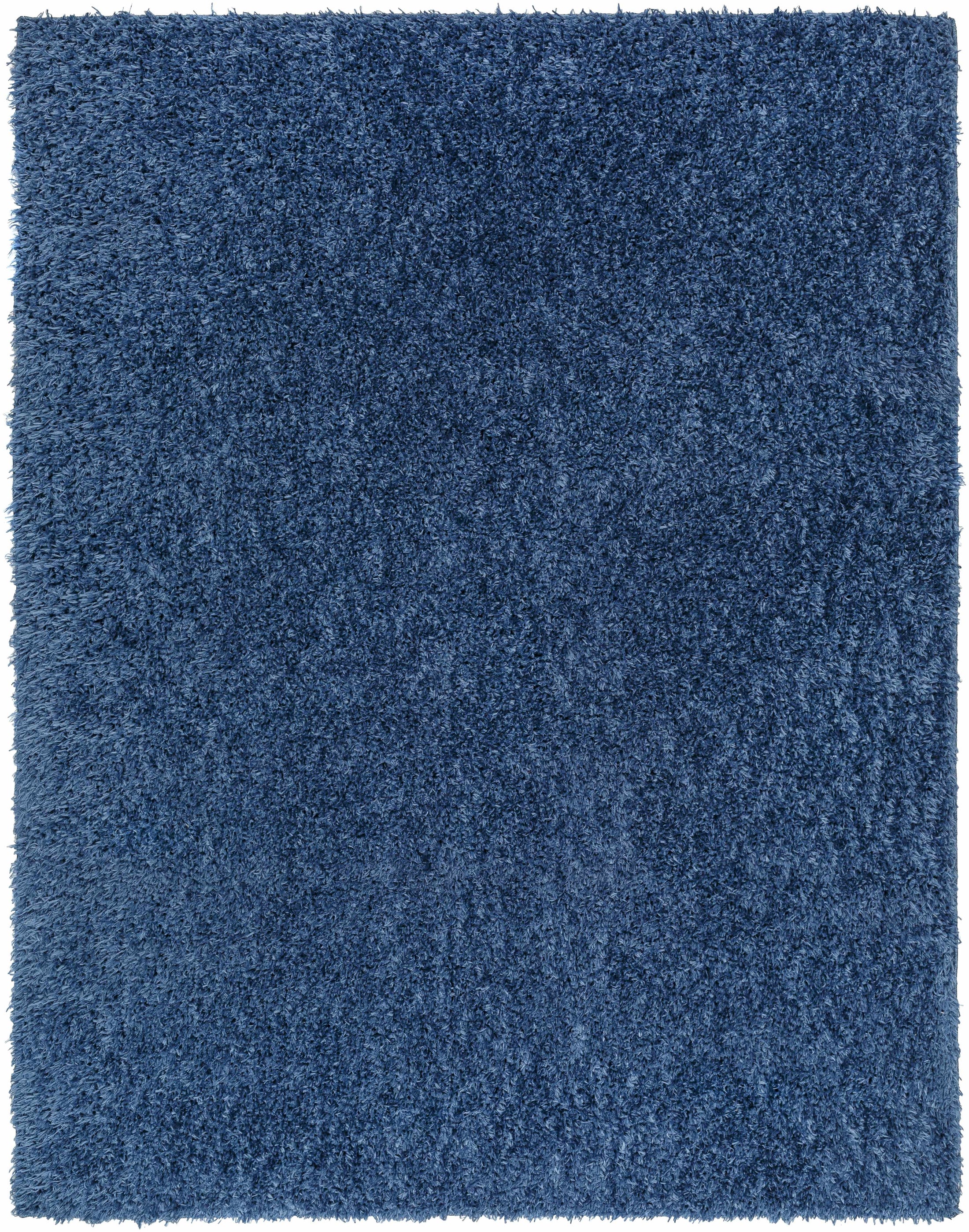 Faina Solid Dark Blue Shag Rug Washable